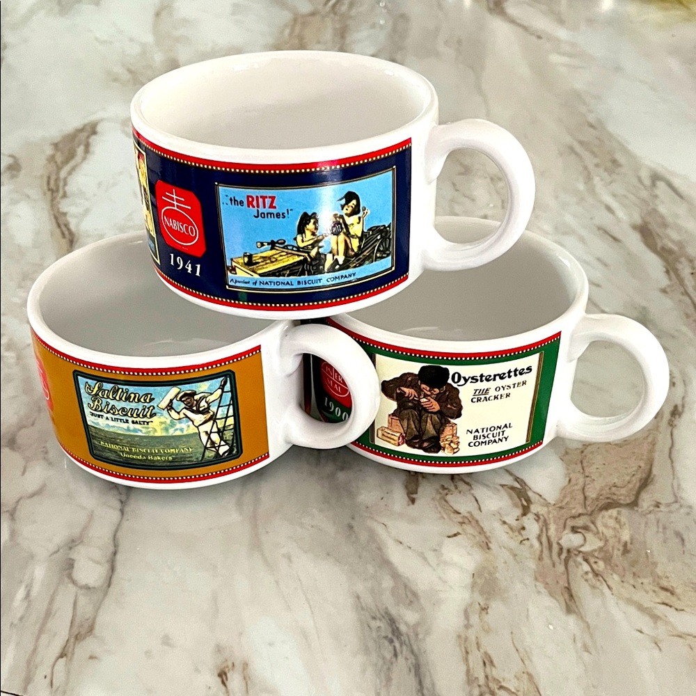 Nabisco Crackers Soup Bowl Mugs Set Of 3